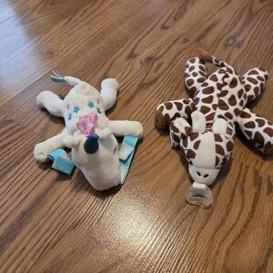 Dr Brown Lovey Pacifier Unicorn Philip Avent Soothie Snuggle Giraffe Plush Set 2